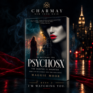 PSYCHOSX by Maggie Moor. Across a paranoid, post-9/11 landscape spanning New York and London, a trauma-haunted investigator operating under an alias is pushed deep into the orbit of a mercurial horror filmmaker—only to have the details of her real life weaponized to trap her inside a brutal, real-time performance.